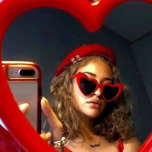 🔥2PK New Big Flawless Burning Red Heart Cat Eye Sunglasses